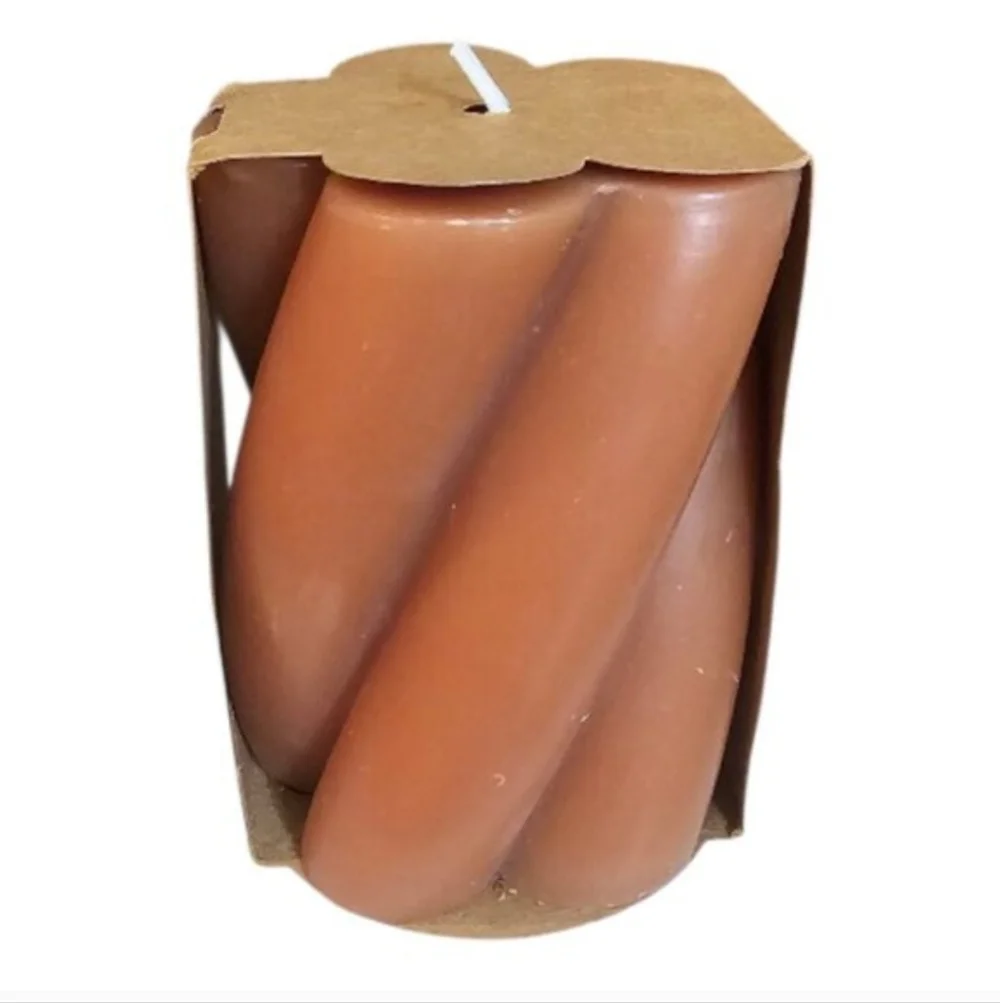 MSS West Elm Twist Pillar Candle In Clay - Nwt